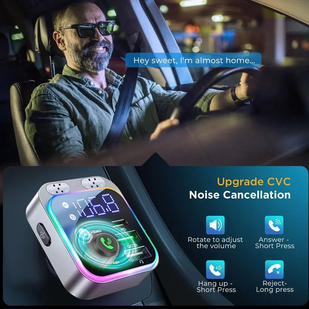 Bluetooth FM Transmitter — PD Fast Car Charger