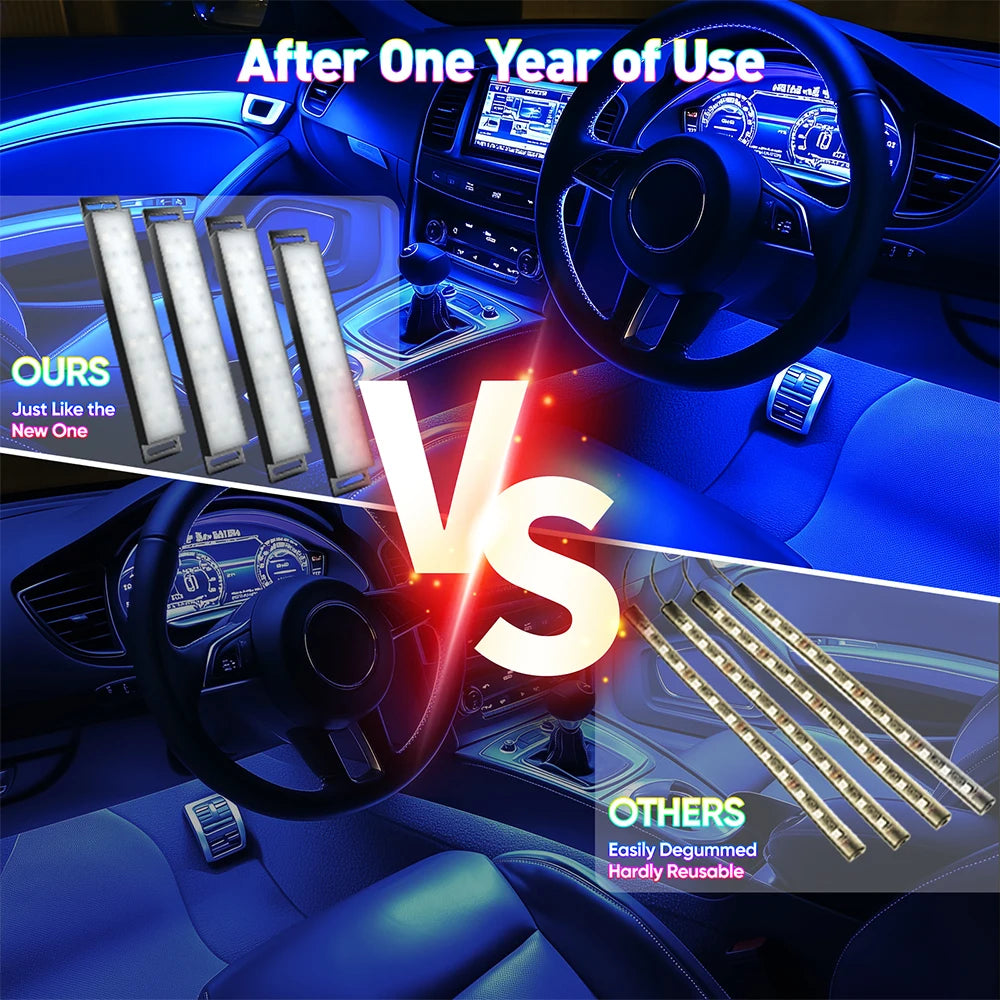 RGB Car Interior LED Strips — Music Sync + App