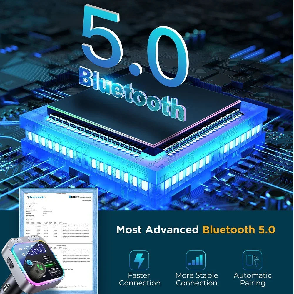 Bluetooth FM Transmitter — PD Fast Car Charger