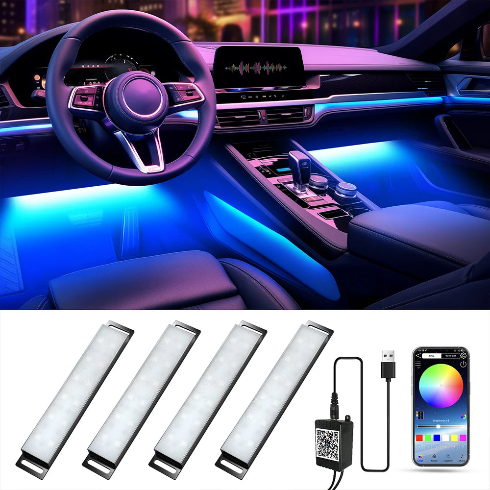 RGB Car Interior LED Strips — Music Sync + App
