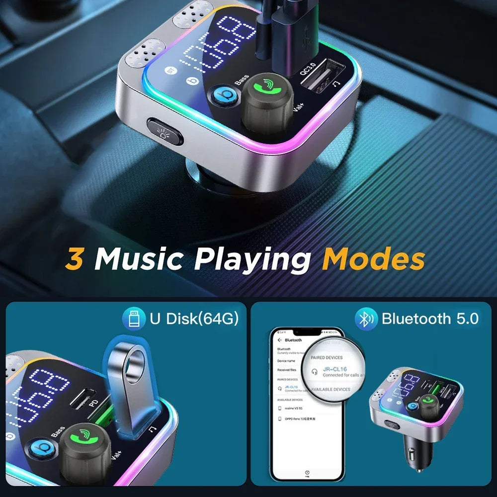 Bluetooth FM Transmitter — PD Fast Car Charger