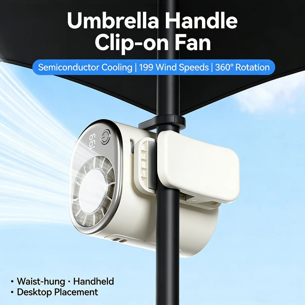 Car Clip Fan — 360° Cooling, 199 Speeds