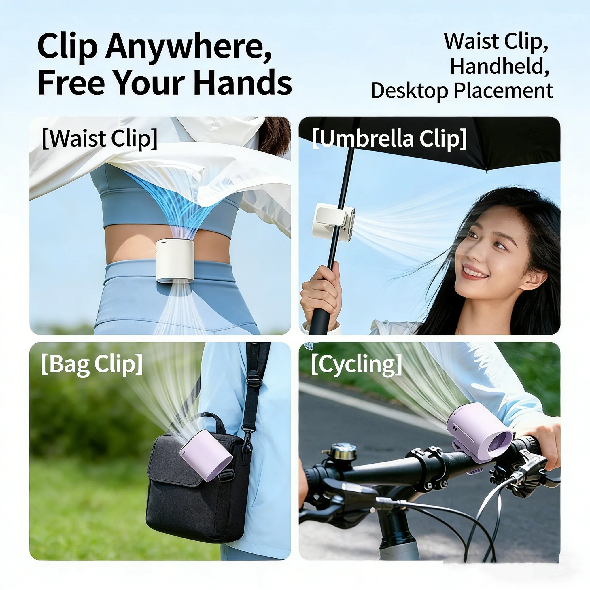 Car Clip Fan — 360° Cooling, 199 Speeds